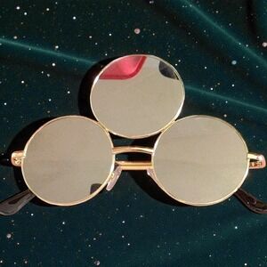 New Silver Gold Third Eye Round Sunglasses Trippy Rave Festival EDC Reflective
